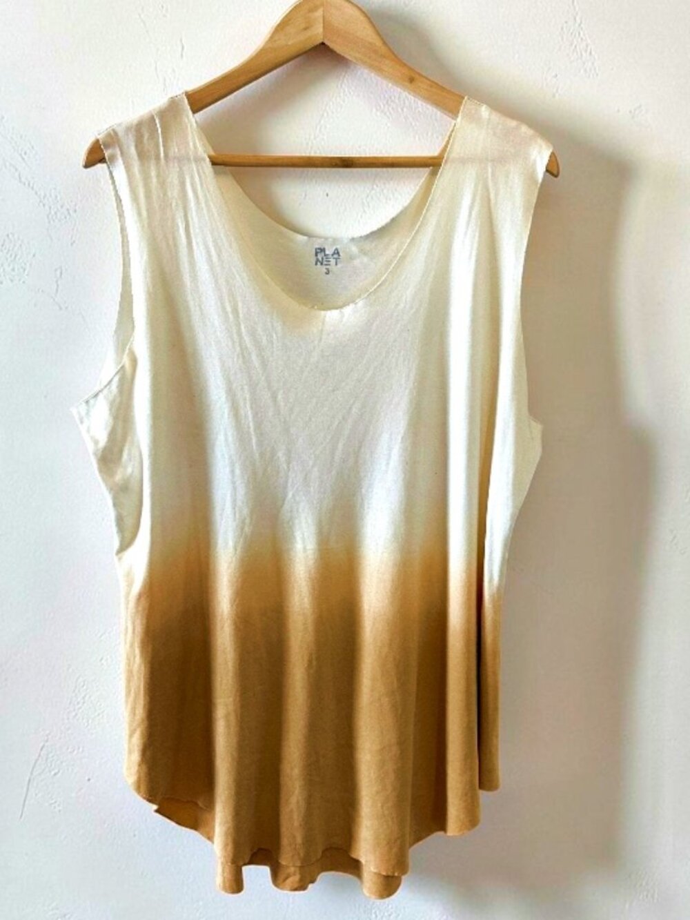 PLANET LAUREN G Sz 3 XL Pima Cotton Ombre Swing Tank Top Tunic Raw Edge Oversize